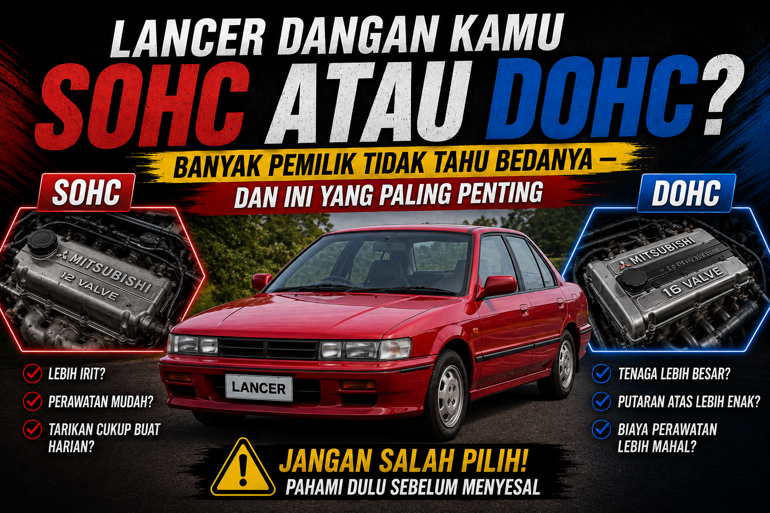 Lancer Dangan Kamu SOHC atau DOHC? Banyak Pemilik Tidak Tahu Bedanya — dan Ini yang Paling Penting
